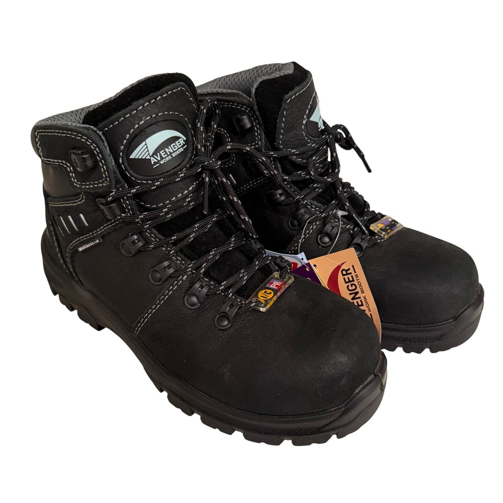 Avenger Safety Footwear A7450 Composite Toe 6" Waterproof Boot Women's‎ 6W Black - Picture 2 of 10